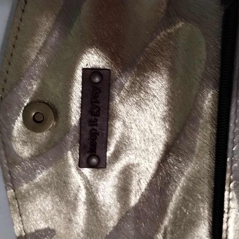 Keep it Gypsy metallic cowhide purse with Louis Vuitton detail on front - Picture 7 of 15